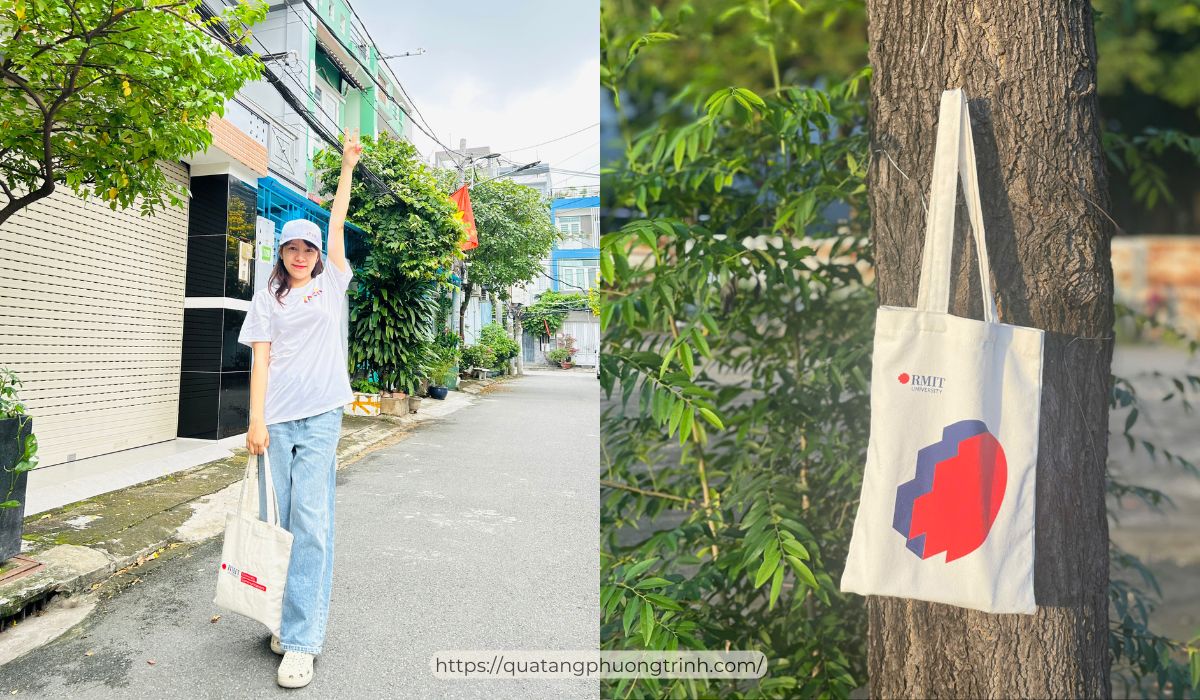 Mẫu túi tote thời trang in ấn theo yêu cầu dành tặng nhân viên nữ 20/10 tại Quà tặng Phương Trinh