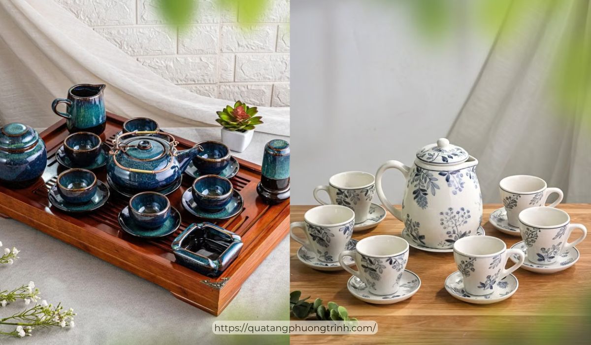 Bộ bình tách trà màu tối giản, trang trọng phù hợp làm quà tặng 20/10 cho bà
