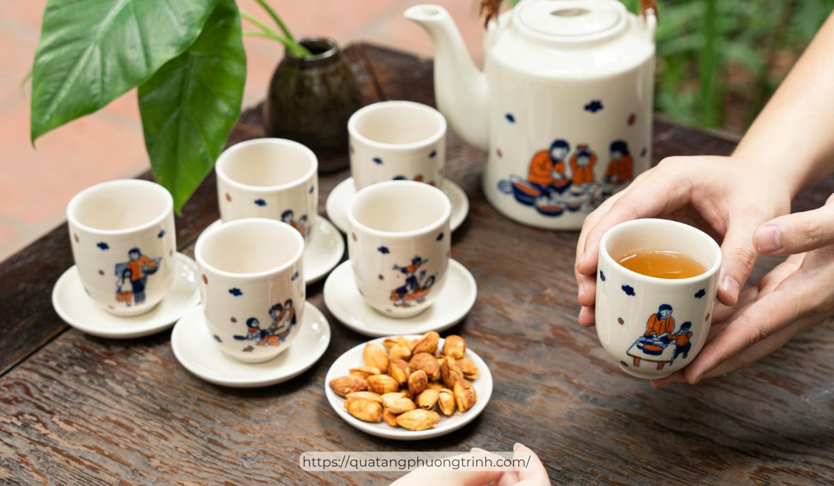 Bộ bình tách uống trà gốm cao cấp - quà tặng bà 20/10 cung cấp tại Quà tặng Phương Trinh