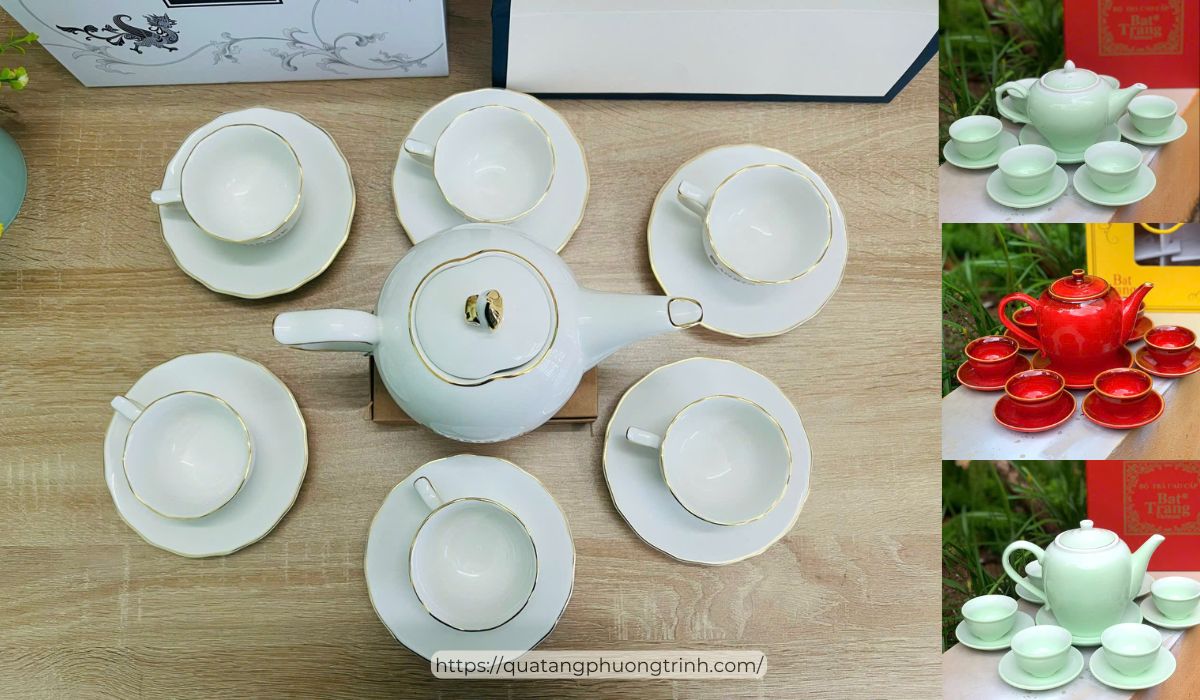 Bộ bình tách trà gốm sứ cao cấp - quà tặng mừng khai trương công ty sang trọng, hữu ích