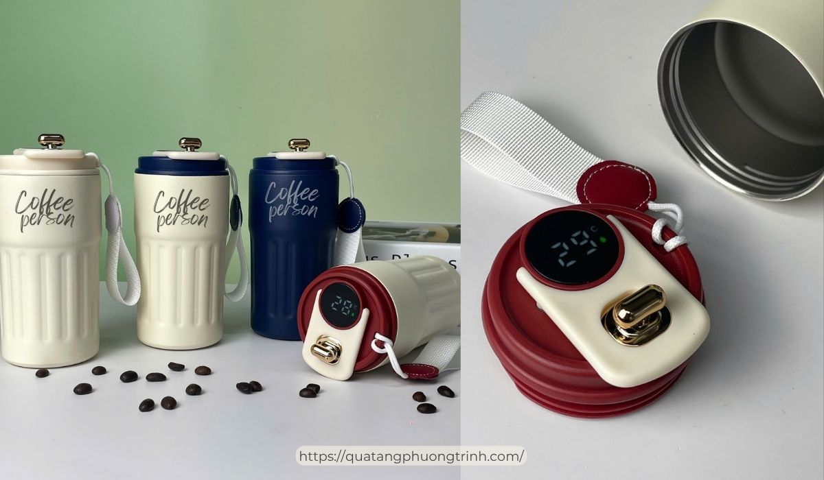 Ly giữ nhiệt in logo/ câu quote riêng dành tặng chủ quán cafe dịp khai trương