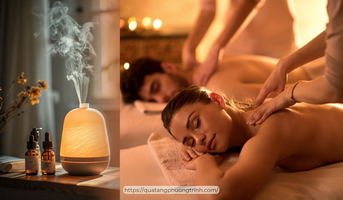 Quà tặng khai trương đèn xông tinh dầu và dầu thơm cao cấp dành cho cửa hàng spa