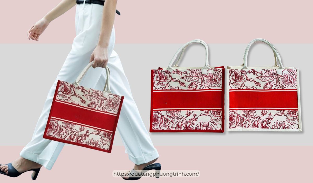 Túi xách linen in tên và hoạ tiết theo yêu cầu vừa thời trang vừa tiện lợi dành cho các vợ