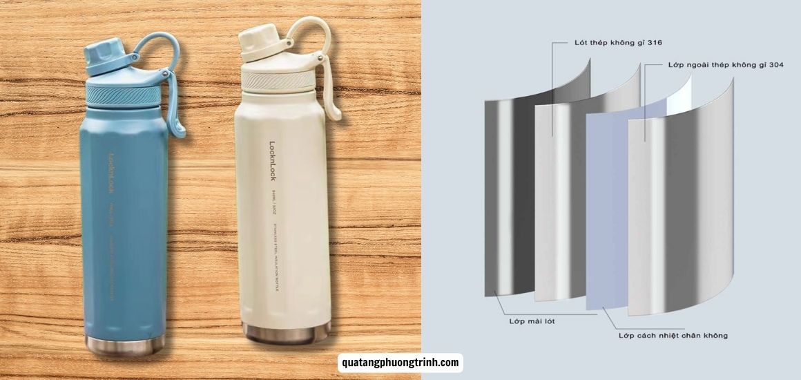 Cấu tạo 3 lớp và lớp chân không của bình giữ nhiệt