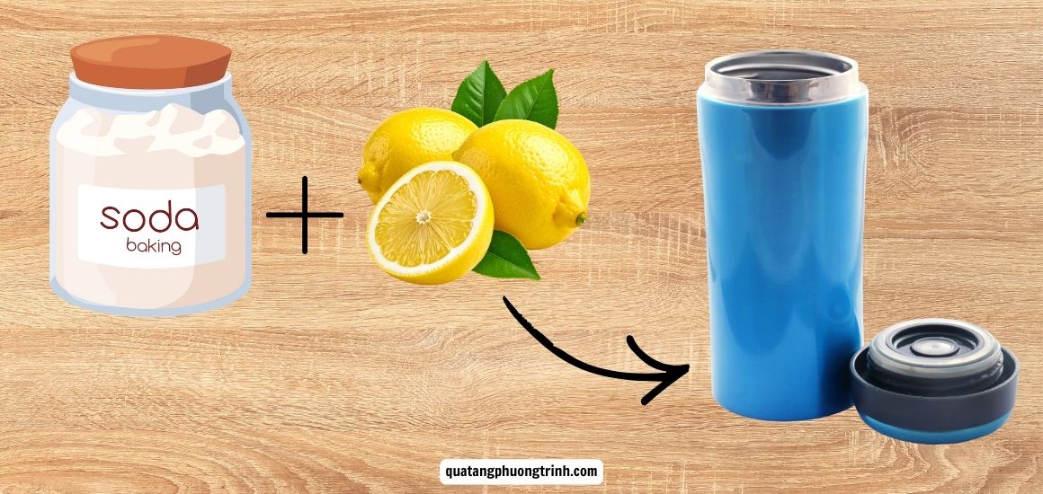 Mẹo khử mùi bình giữ nhiệt bằng baking soda và chanh