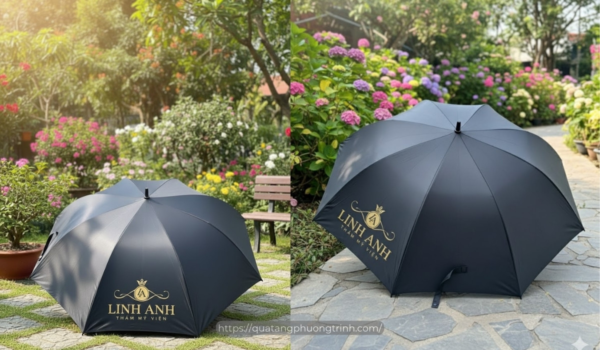 Dù cầm tay in logo làm quà tặng của Thẩm mỹ viện Quốc tế Linh Anh
