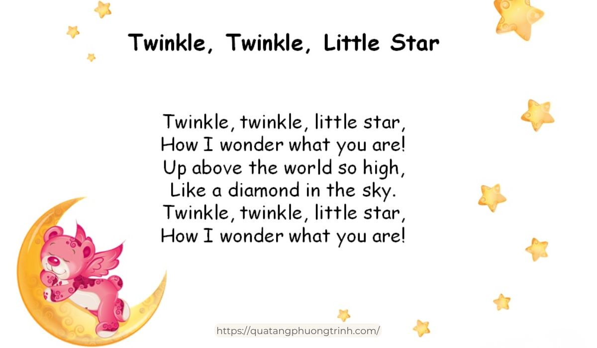 Mẫu thơ quốc tế thiếu nhi hay - Twinkle Twinkle Little Star