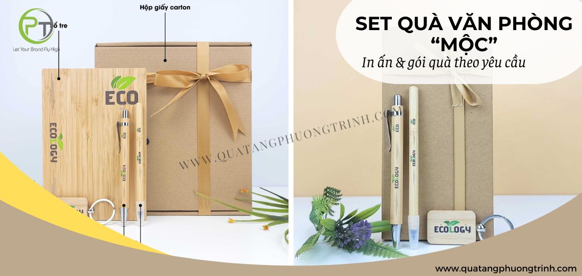 Set quà tặng văn phòng Mộc in ấn theo yêu cầu